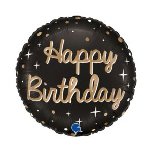 Balónek fóliový Happy Birthday černo-zlatý Albi