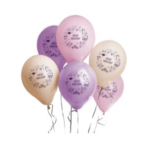 Balónky latexové Krásné narozeniny růžové s korunkou 6 ks Albi