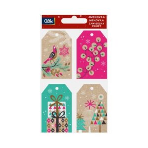 Dárková visačka 12 ks - Barevné Vánoce kraft Albi