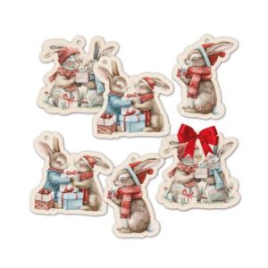 Dárková visačka 6 ks - Vánoční zajíčci Albi
