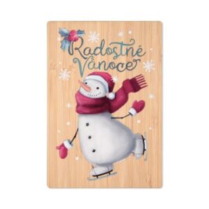 Vánoční bambusové přání - Sněhulák na bruslích Albi
