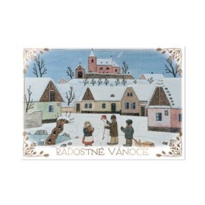 Vánoční přání Josef Lada - Děti staví sněhuláka Albi