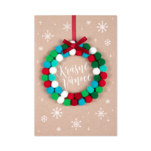 3D vánoční přání - Věnec z bambulek Albi
