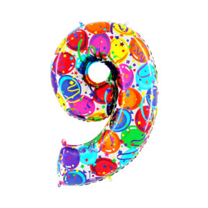 Balónek fóliový 102 cm číslo 09 barevný Albi