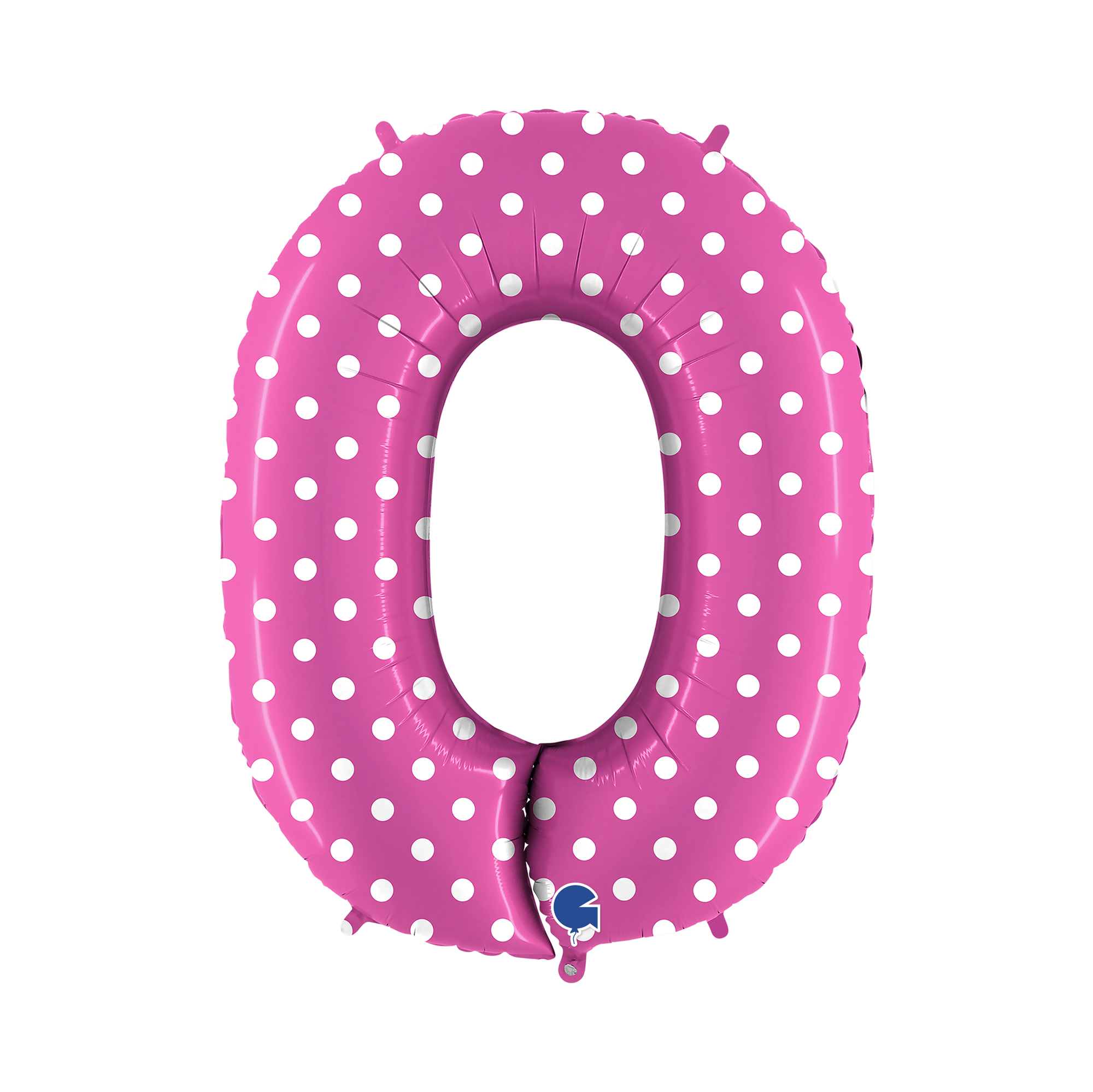 Balónek fóliový 102 cm růžový s puntíky číslo 0 Albi