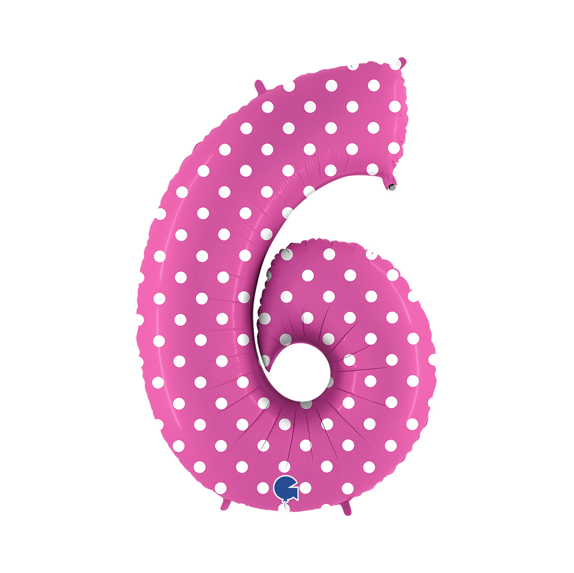 Balónek fóliový 102 cm růžový s puntíky číslo 6 Albi