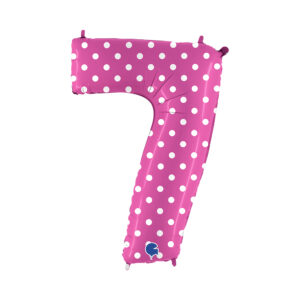 Balónek fóliový 102 cm růžový s puntíky číslo 7 Albi