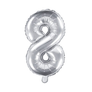 Balónek fóliový 35 cm stříbrný číslo 8 Albi