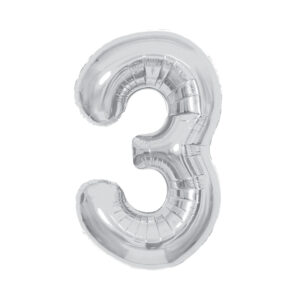 Balónek fóliový 85 cm stříbrný číslo 3 Albi