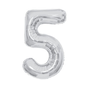 Balónek fóliový 85 cm stříbrný číslo 5 Albi