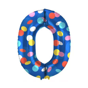 Balónek fóliový 86 cm barevné puntíky číslo 0 Albi