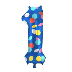 Balónek fóliový 86 cm barevné puntíky číslo 1 Albi