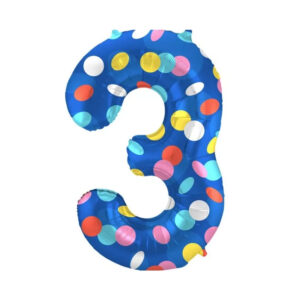 Balónek fóliový 86 cm barevné puntíky číslo 3 Albi