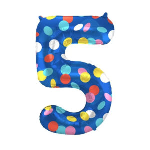 Balónek fóliový 86 cm barevné puntíky číslo 5 Albi