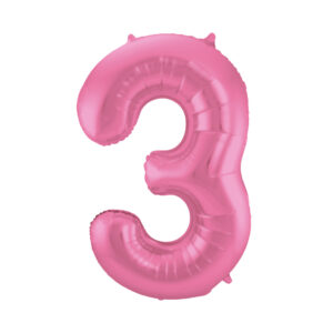 Balónek fóliový 86 cm růžový matný číslo 3 Albi