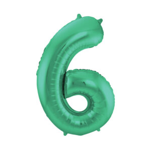 Balónek fóliový 86 cm zelený matný číslo 6 Albi