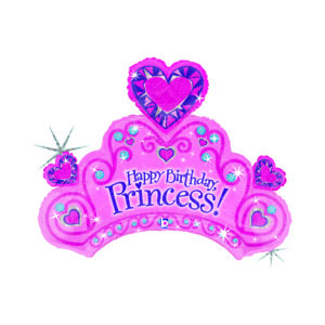 Balónek fóliový Happy Birthday Princess korunka růžová Albi