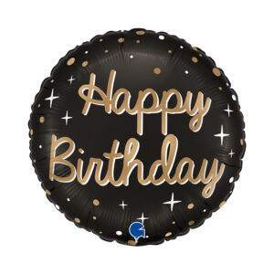 Balónek fóliový Happy Birthday černo-zlatý Albi