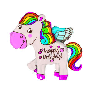 Balónek fóliový Happy Birthday kůň duhový Albi