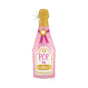 Balónek fóliový Láhev šampaňského Pop the bubbly růžová Albi