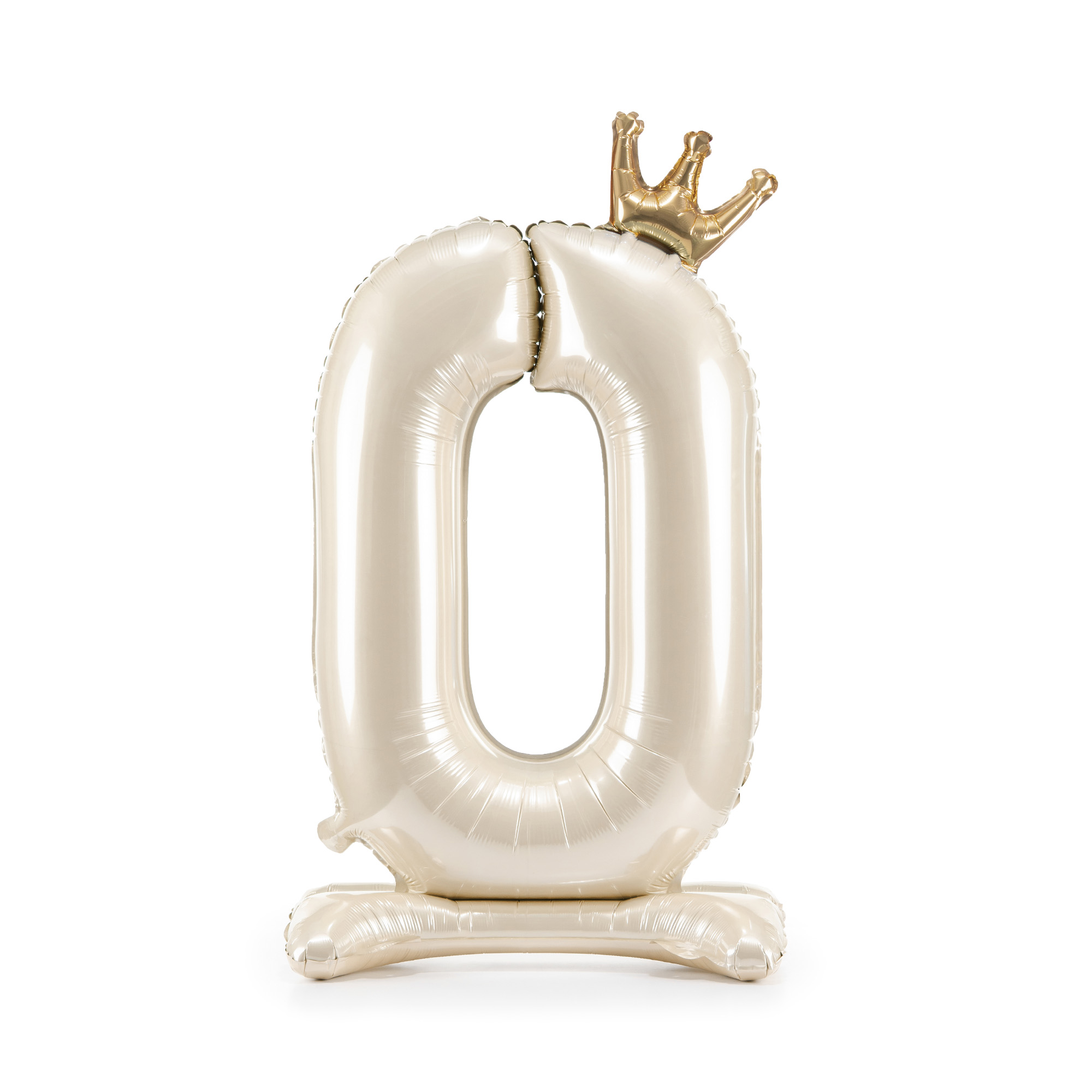 Balónek fóliový Stojící číslo s korunkou krémová 84 cm - Číslice 0 Albi