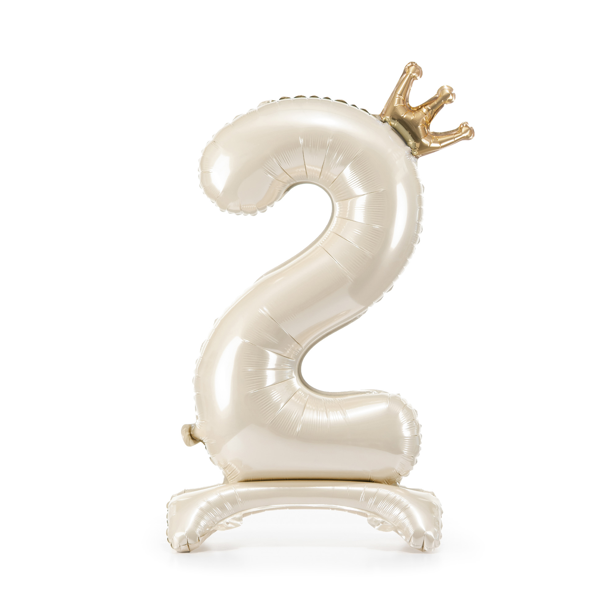 Balónek fóliový Stojící číslo s korunkou krémová 84 cm - Číslice 2 Albi
