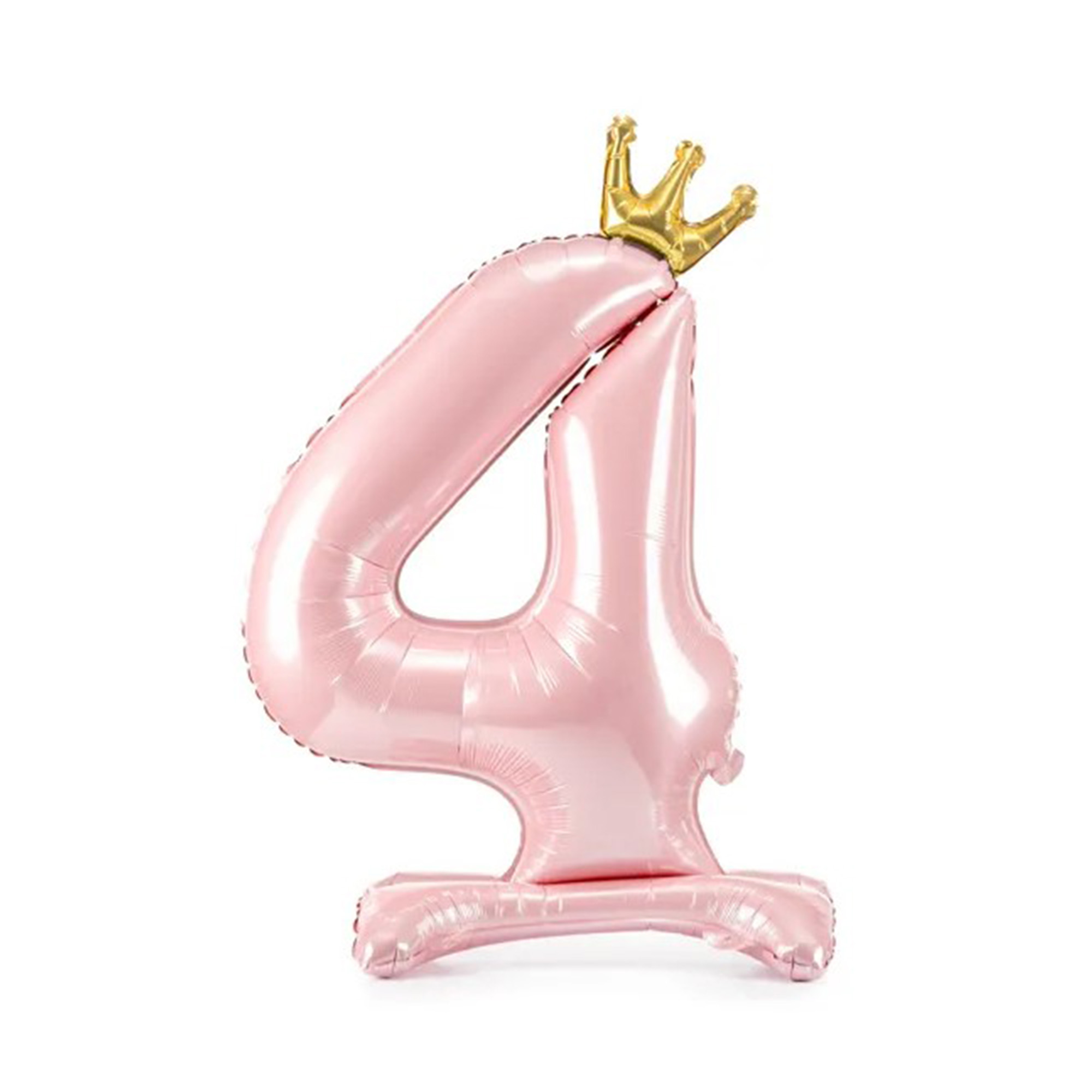 Balónek fóliový Stojící číslo s korunkou růžová 84 cm - Číslice 4 Albi