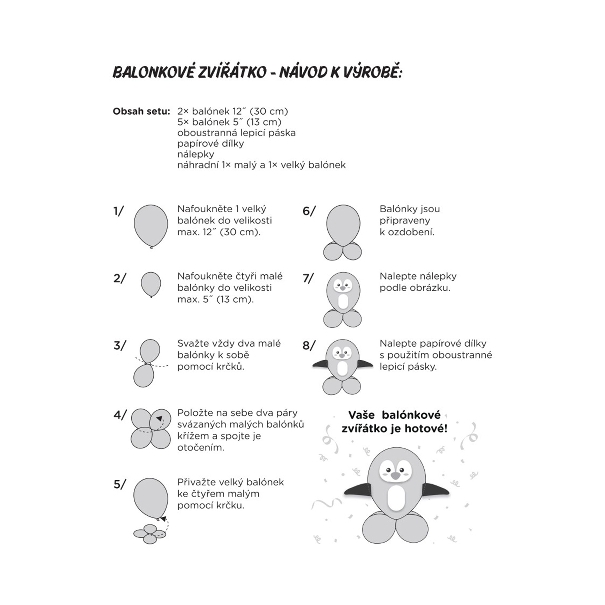 Balónkové zvířátko DIY Včela Albi - Obrázek 2