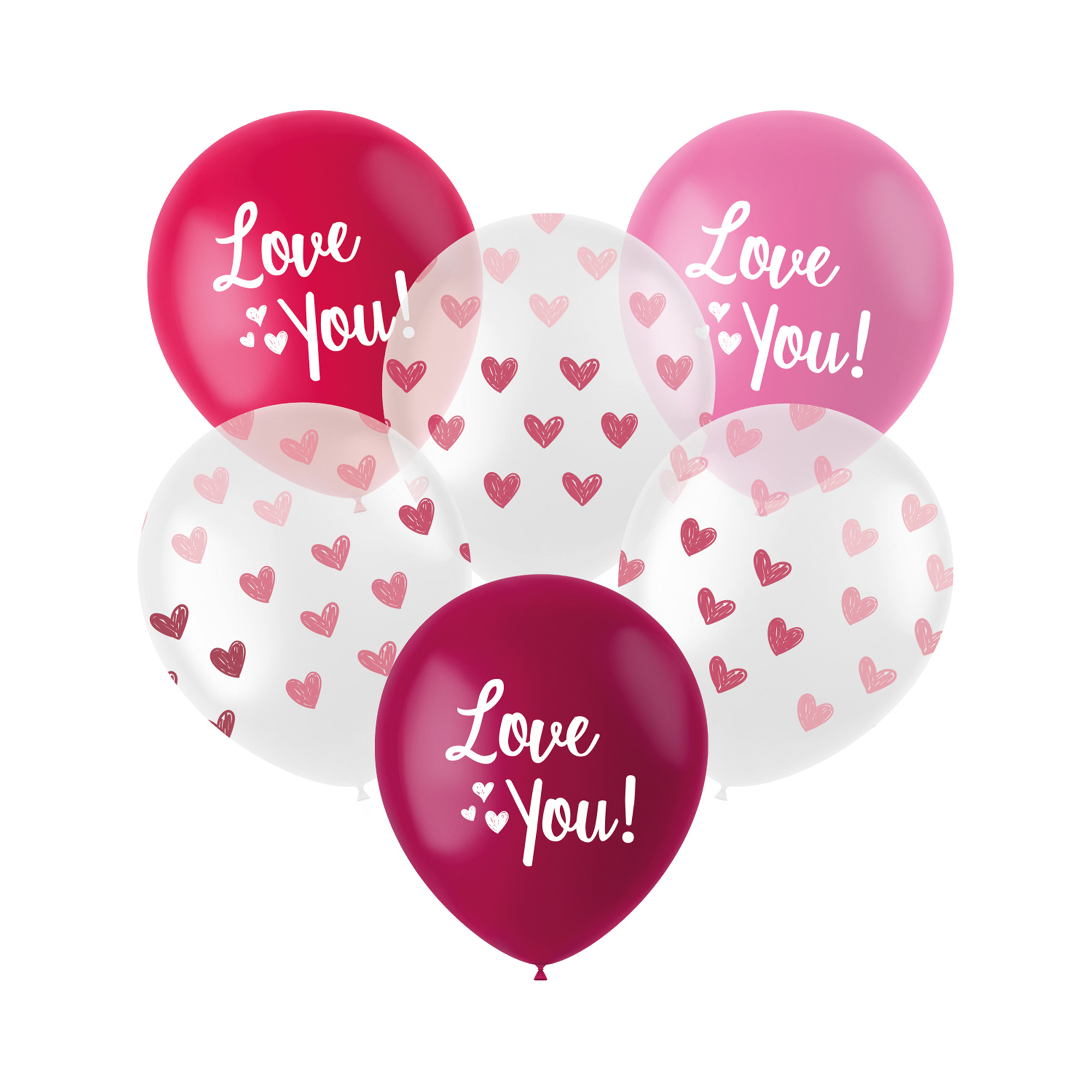 Balónky latexové Love You růžové a bílé se srdíčky 6 ks Albi