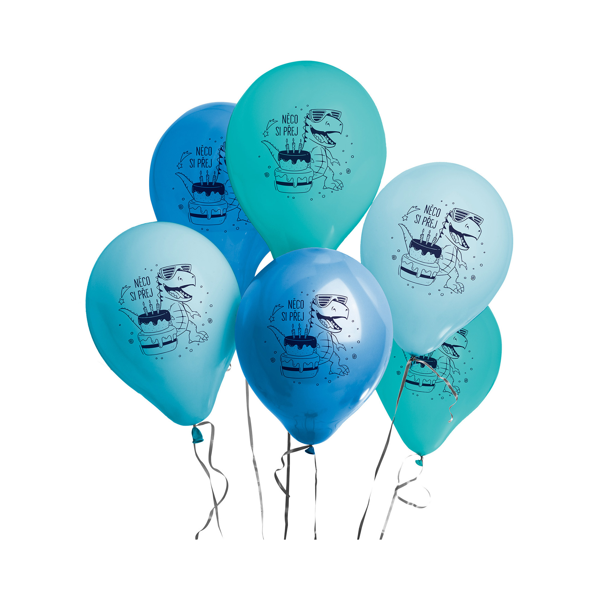 Balónky latexové Něco si přej modré s dinosaurem 6 ks Albi