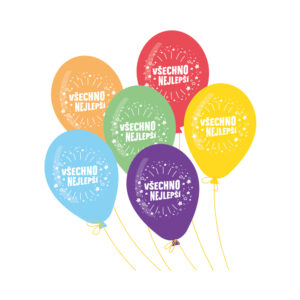 Balónky latexové Všechno nejlepší barevné 6 ks