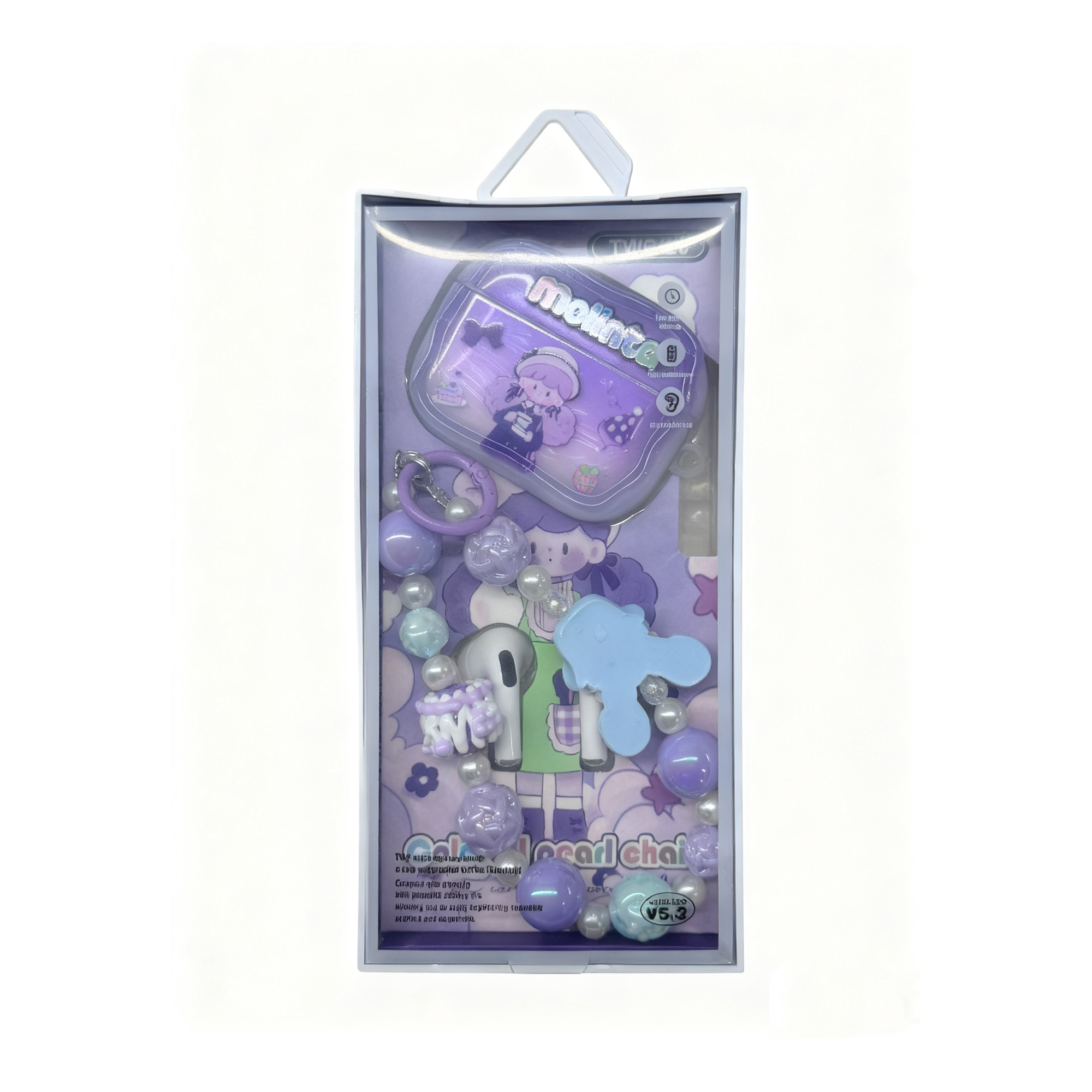 Bezdrátová sluchátka MOLINTA s korálky - fialová Asialite