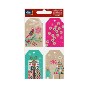 Dárková visačka 12 ks - Barevné Vánoce kraft Albi