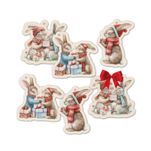 Dárková visačka 6 ks - Vánoční zajíčci Albi