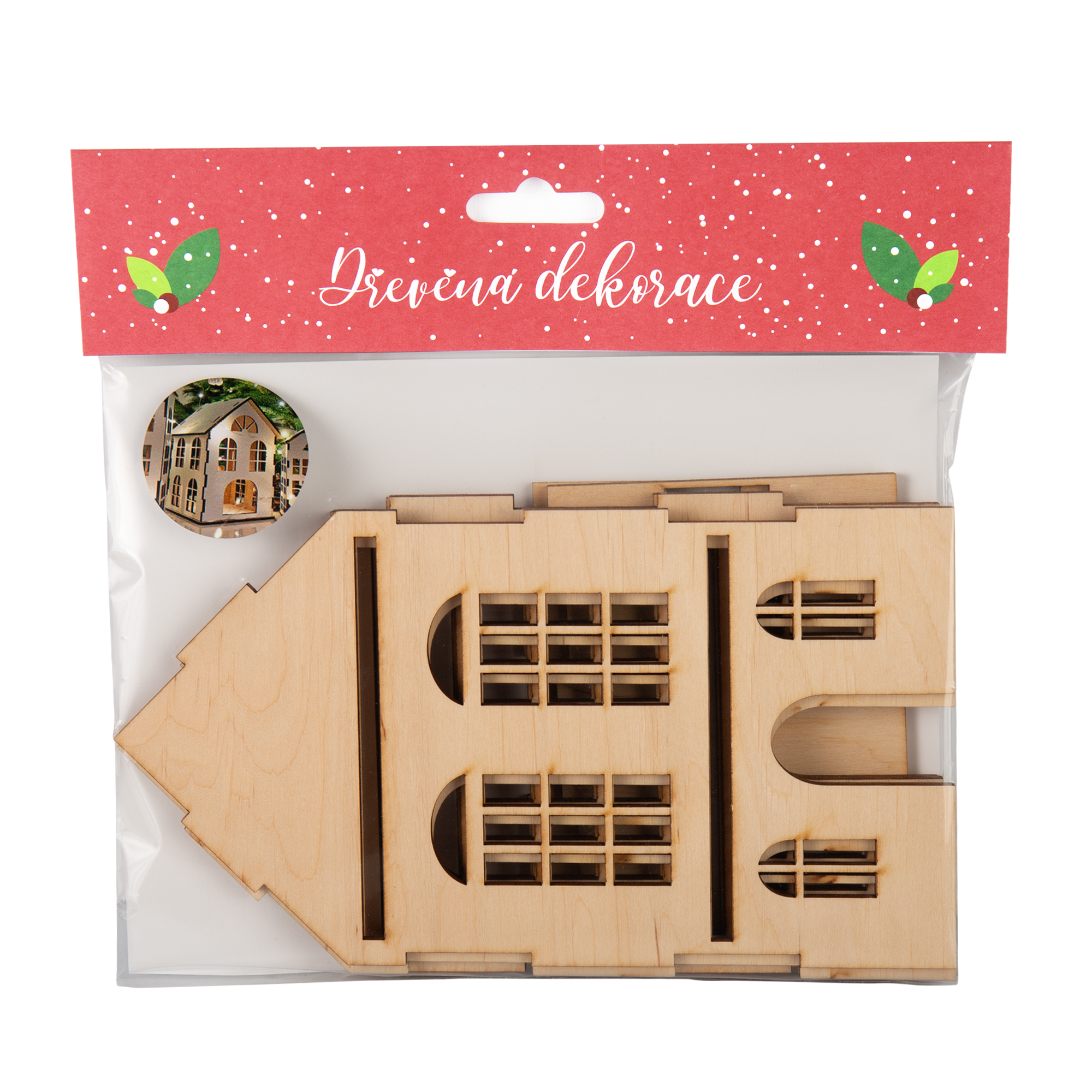 Dřevěná 3D dekorace domečku: 2 okýnka Albi - Obrázek 2