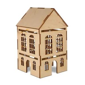 Dřevěná 3D dekorace domečku: 2 okýnka Albi