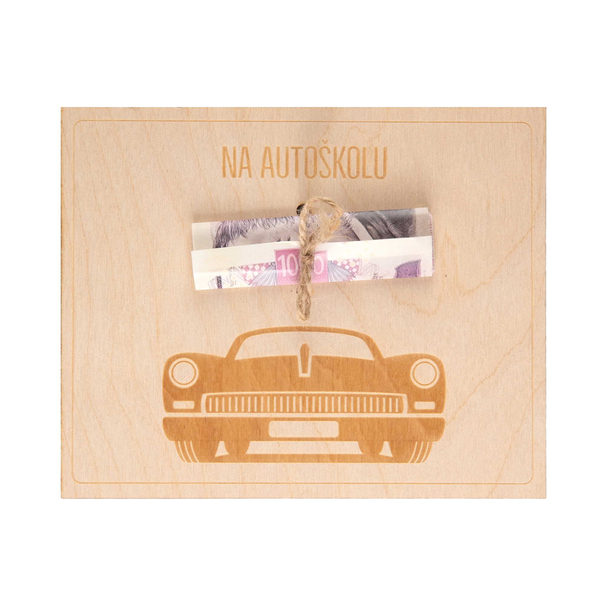 Dřevěné přání na peníze - Na autoškolu Albi