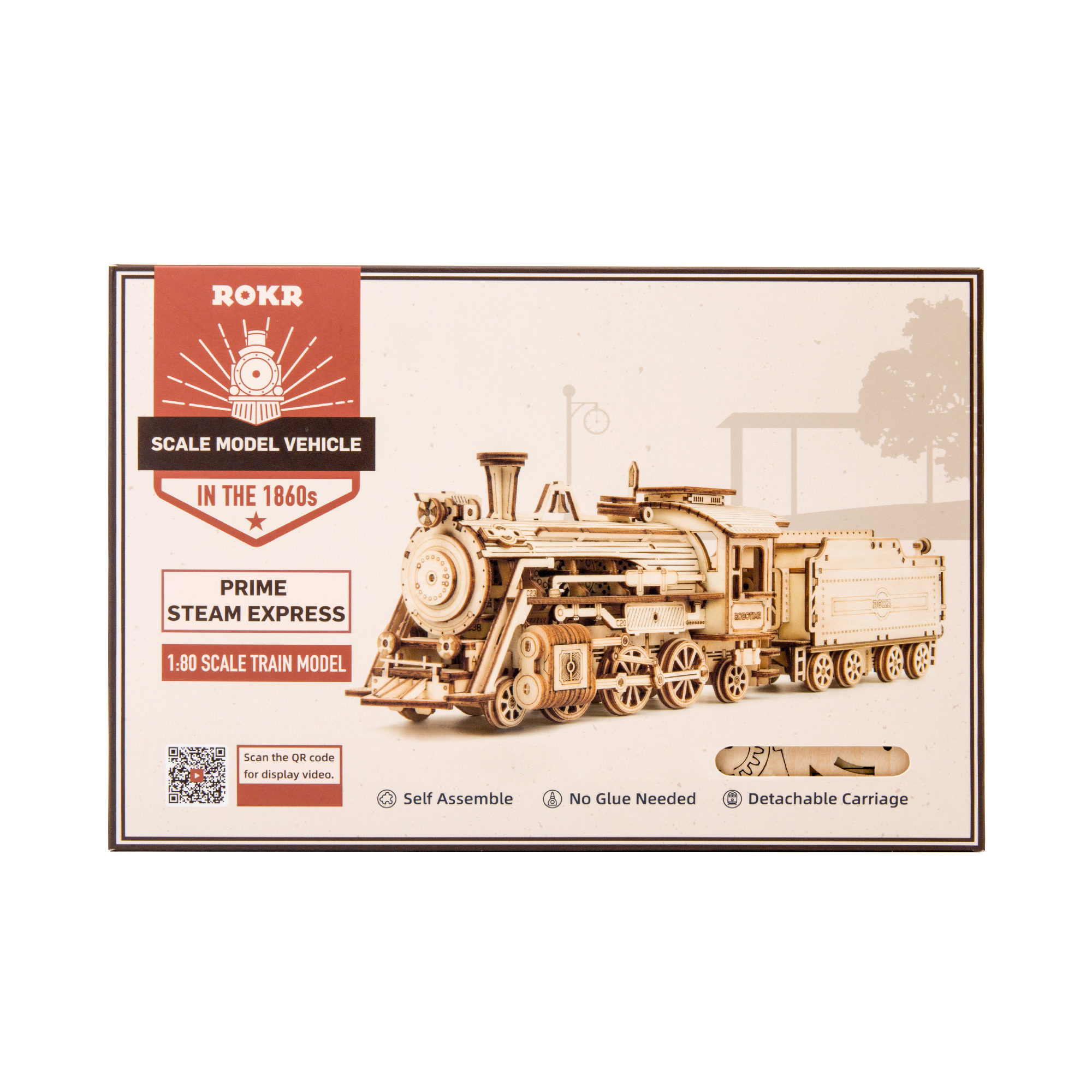 Dřevěný model - Parní lokomotiva Robotime - Obrázek 2