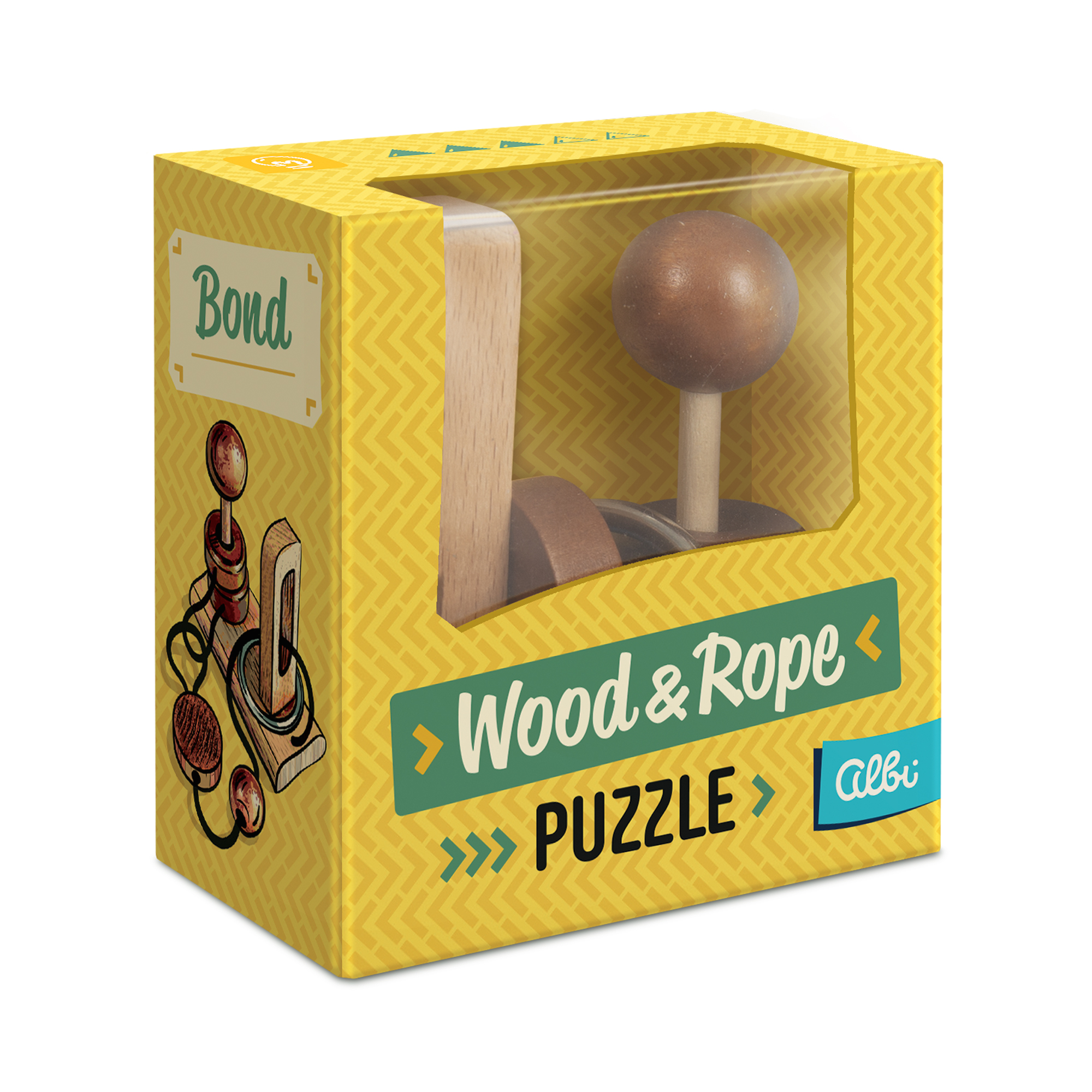 Dřevěný provázkový hlavolam - Pouta Albi