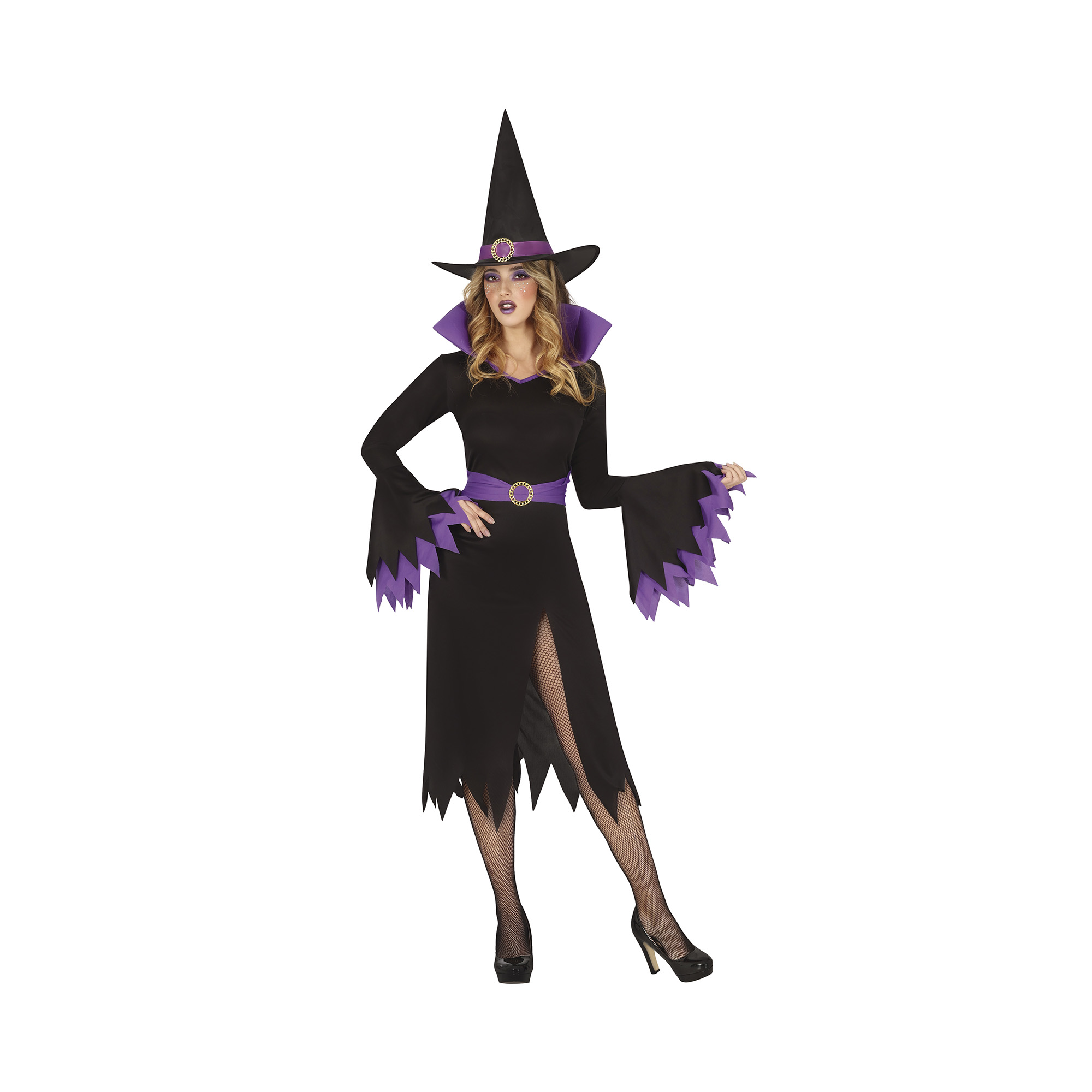 Kostým Čarodějka s kloboukem černo-fialová vel. S Albi