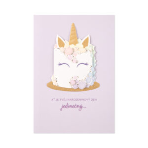 Luxusní narozeninové přání - Dortový jednorožec Albi
