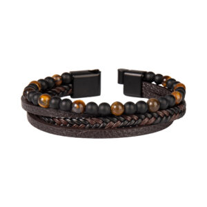 Pánský náramek - Hnědé korálky Albi