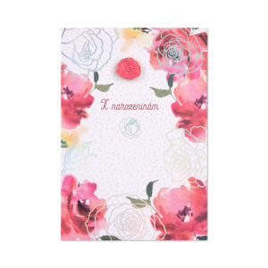 Přání s broží - Růže Albi