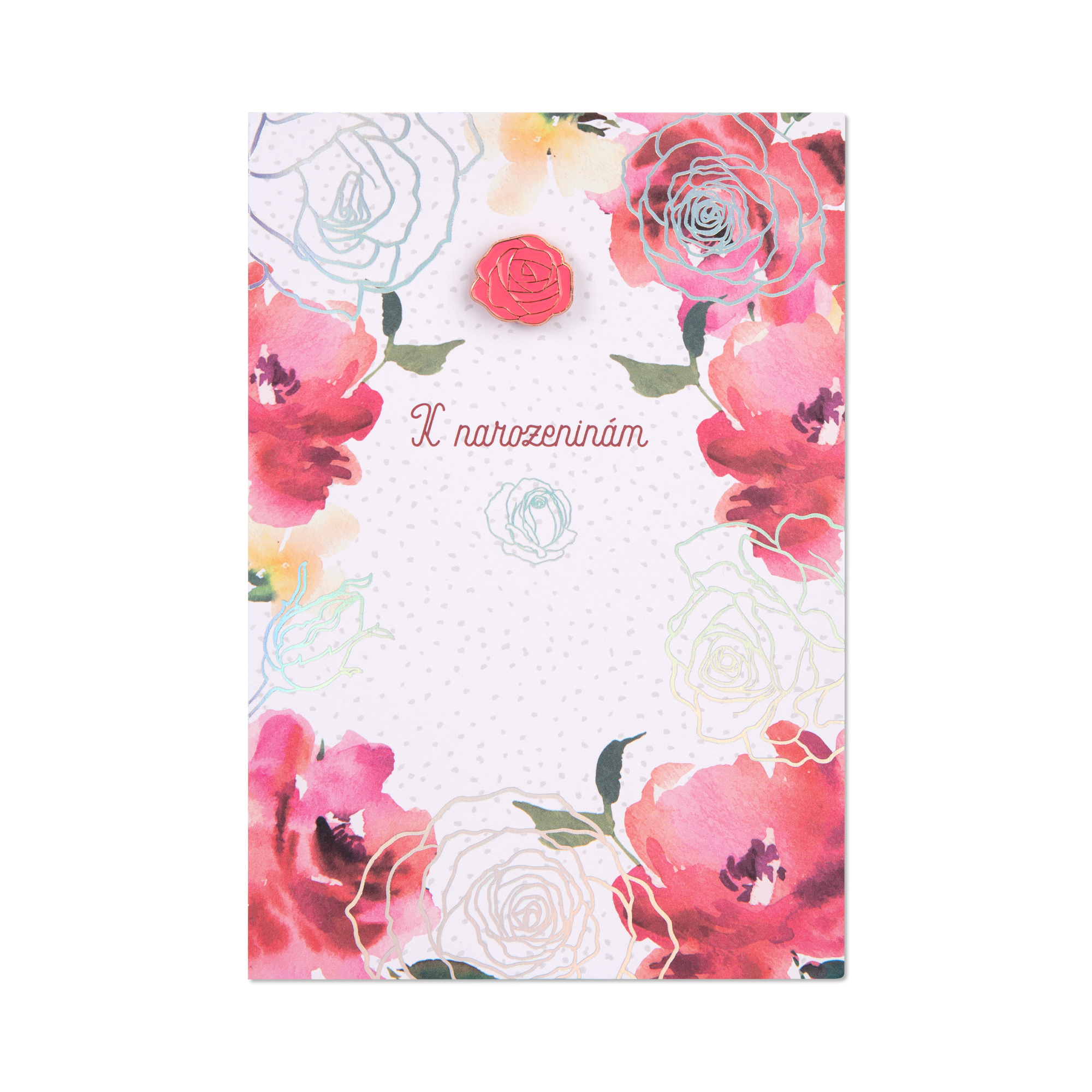 Přání s broží - Růže Albi