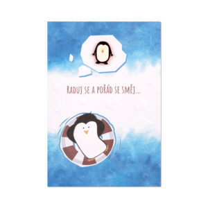 Přání s broží - Tučňák Albi