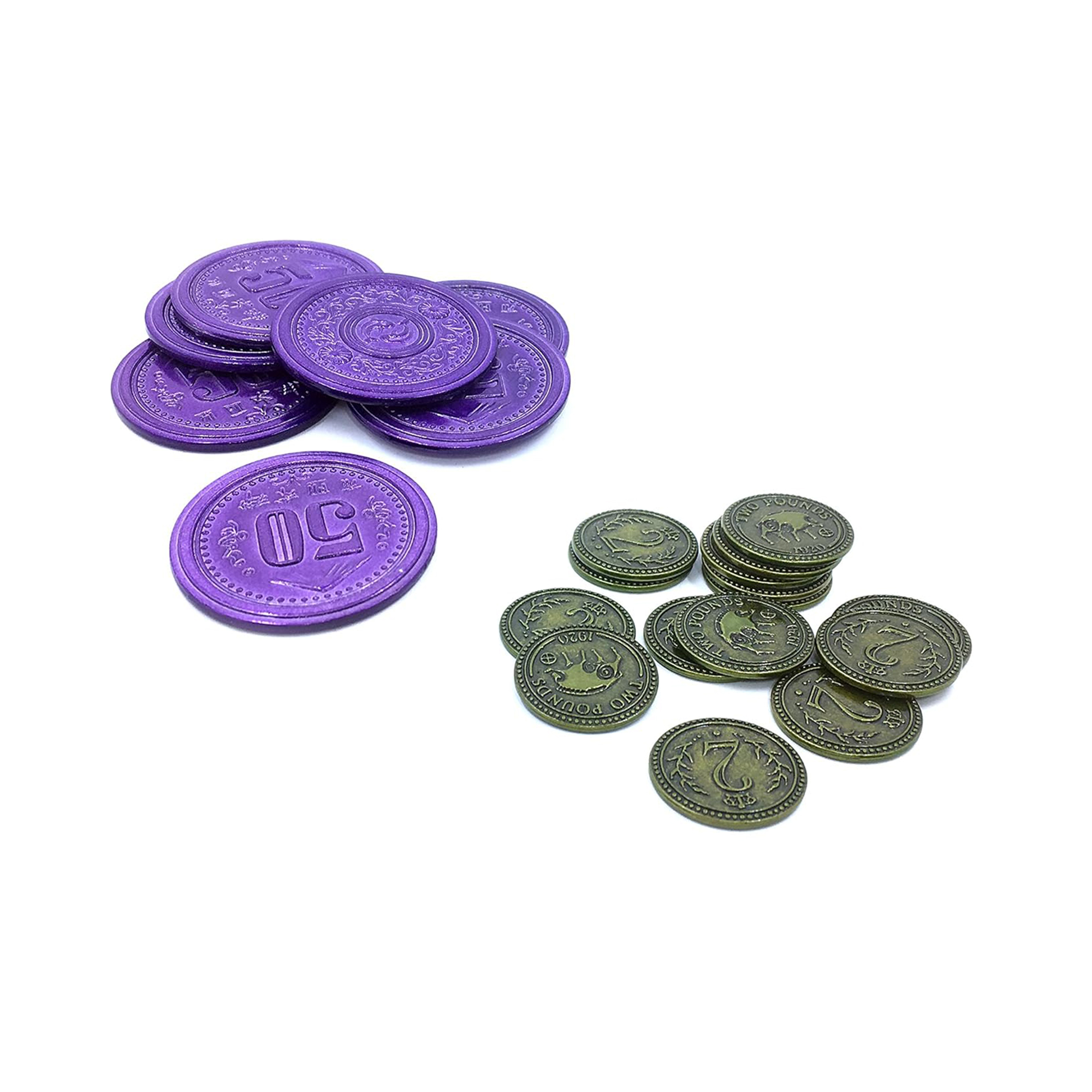 Scythe & Expedice - kovové mince $2 a $50 Albi