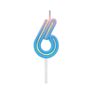 Svíčka dortová Neon růžovo-modrá číslo 6 Albi