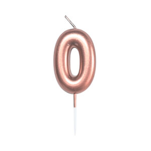 Svíčka dortová rose gold 5 cm číslo 0 Albi