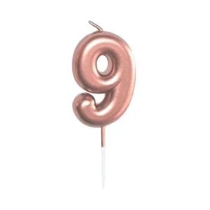Svíčka dortová rose gold 5 cm číslo 9 Albi