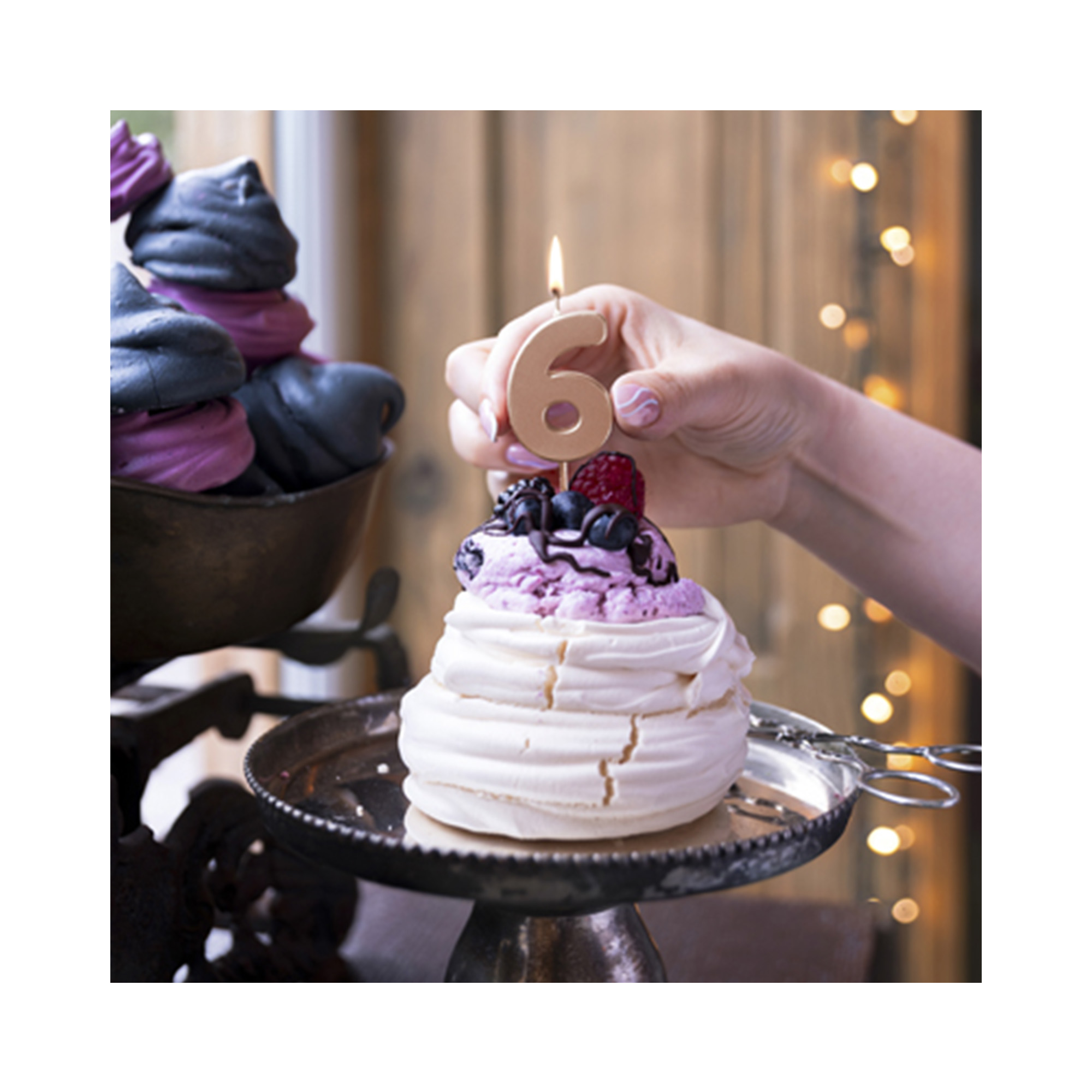 Svíčka dortová rose gold číslo 6 Albi - Obrázek 2